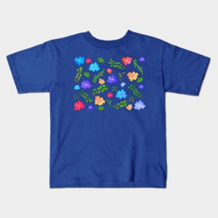 BOTANICAL FLOWERS AND LEAVES PATTERN 2 Kids T-Shirt